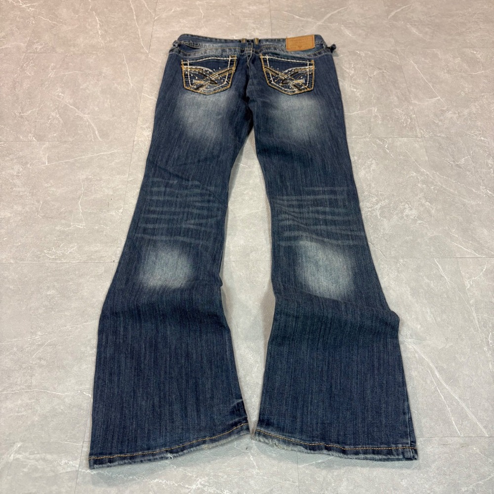 Amethyst Jeans Womens 3 Dark Wash Bootcut Flare Embroidered Rhinestone Pockets